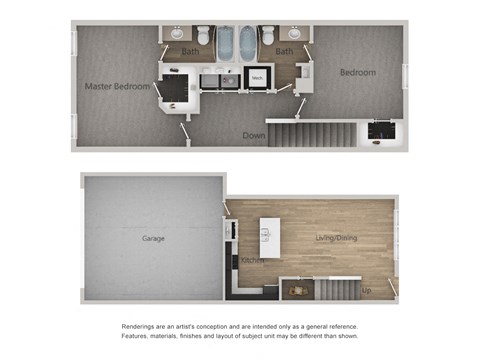 Floor plan for 2 beds, 2 baths, 1182 sqft